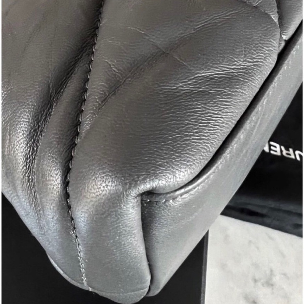Yves Saint Laurent Small Puffer Bag - Quilted Lambskin, Storm Gray - Picture 10 of 12